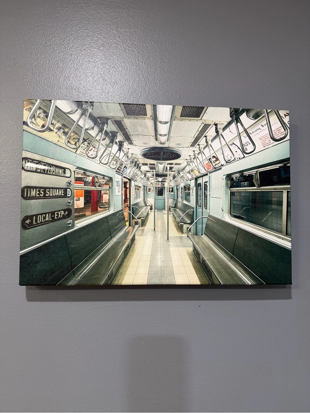 Vintage Subway Interior Wall Art Canvas - Teal and Black